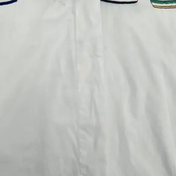 Preston & York Vintage Upcycled Embroidered Sneakers Button Down Shirt - Medium - Picture 7 of 9